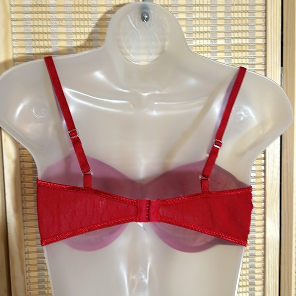 Vintage Bright Red Semi Sheer Mesh Underwire Unlined Bra No Brand - Picture 9 of 15